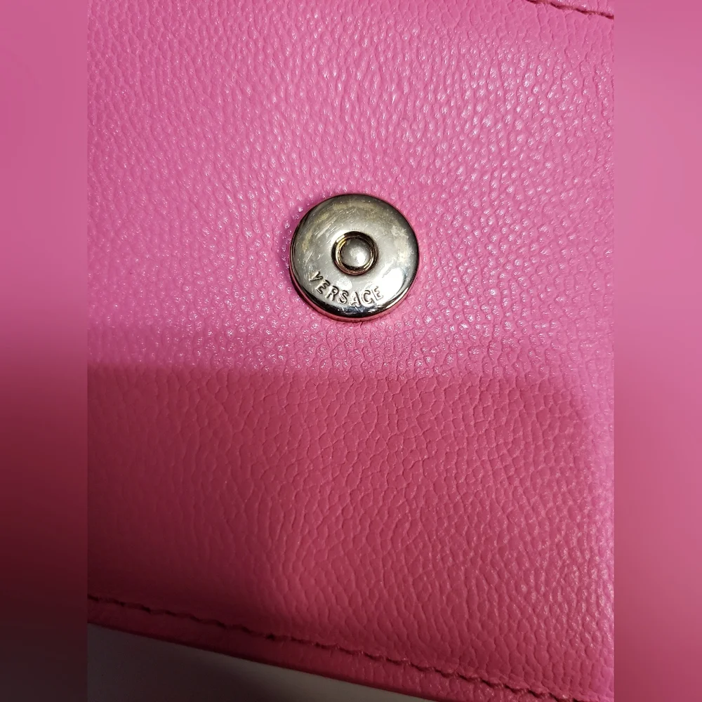Versace Grained Calfskin Palazzo Chain Bag Crossbody  Shoulder  Pink Barbie - Picture 12 of 17
